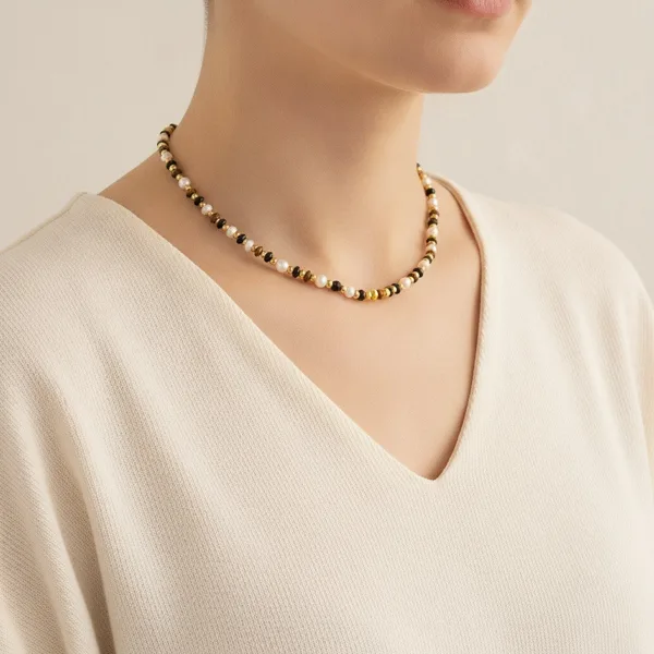 Tiger Eye & Onyx Necklace