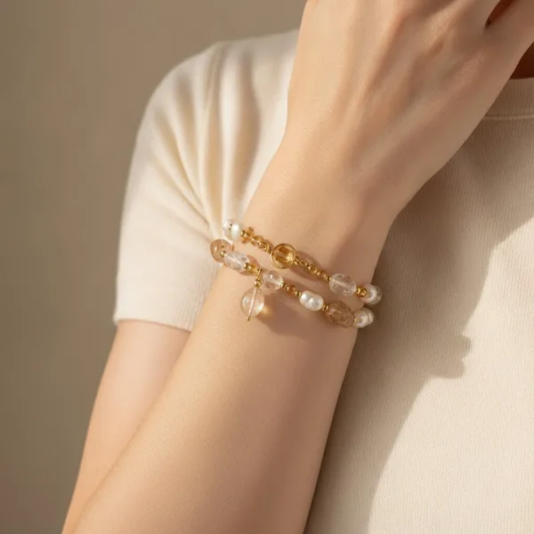 Smoky Quartz Double-Wrap Bracelet
