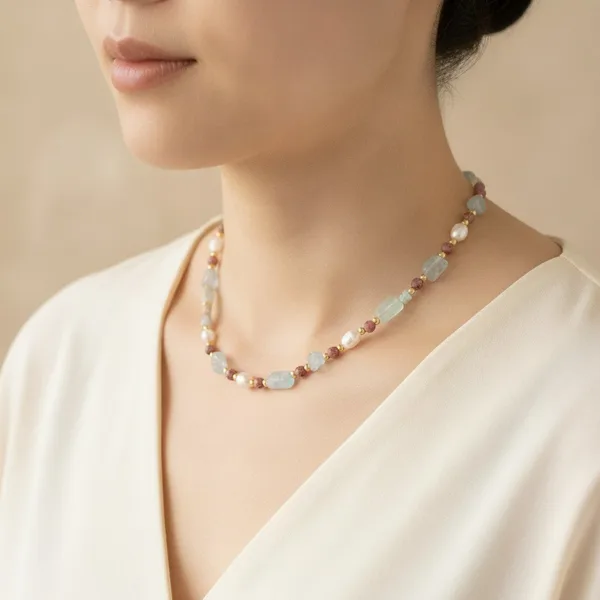 Aqua & Pearl Necklace
