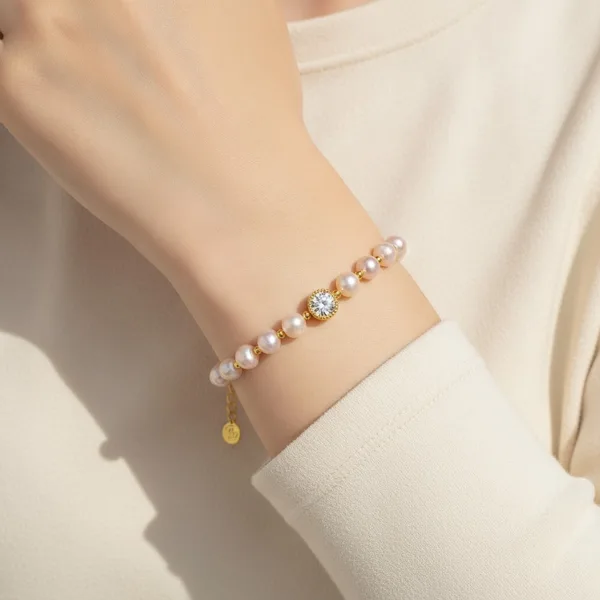 Pearl & Zirconia Charm Bracelet