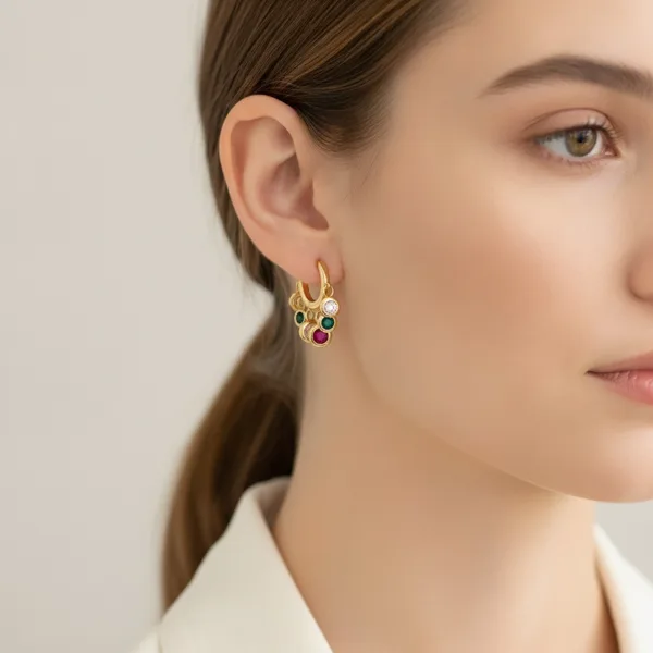 Colourful Stone Huggie Hoops